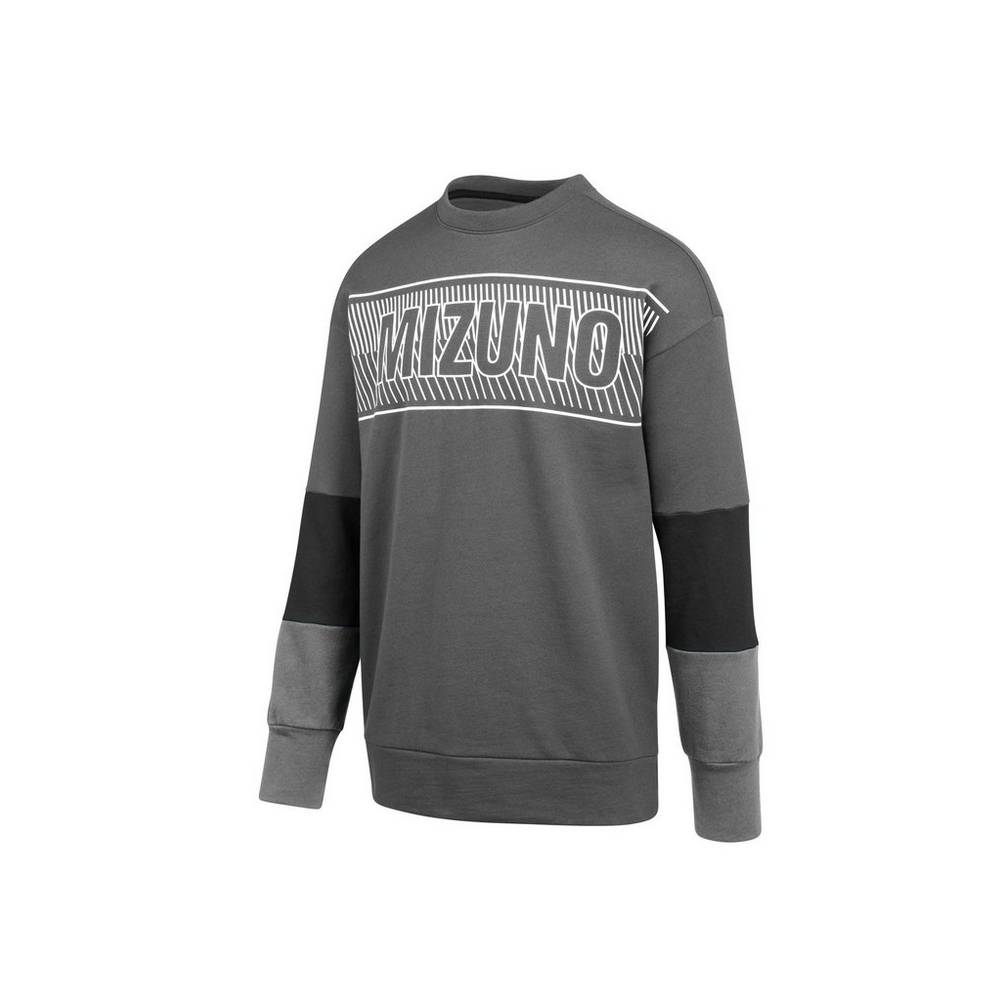 Blusa Mizuno MZ1 Tokyo Fleece Crew - Mulher - Cinzentas/Pretas - TPNDS2104